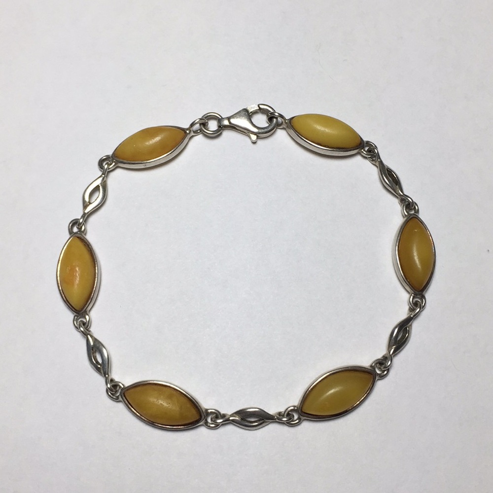 Vintage Butterscotch Amber Sterling Bracelet